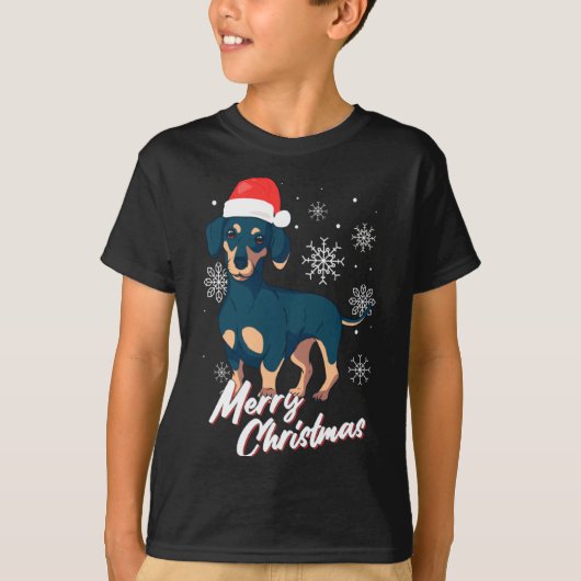Merry Christmas Dachshund Santa Claus Xmas New Yea T-Shirt (Vorderseite)