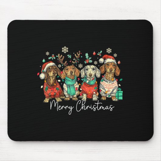Merry Christmas Dachshund Santa Dog Xmas Lights Ho Mousepad (Vorne)