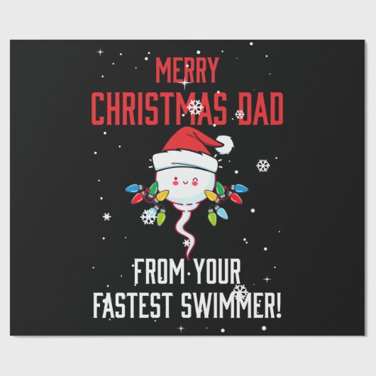 Merry Christmas Dad From Your Fastest Swimmer Geschenkpapier (Flach)