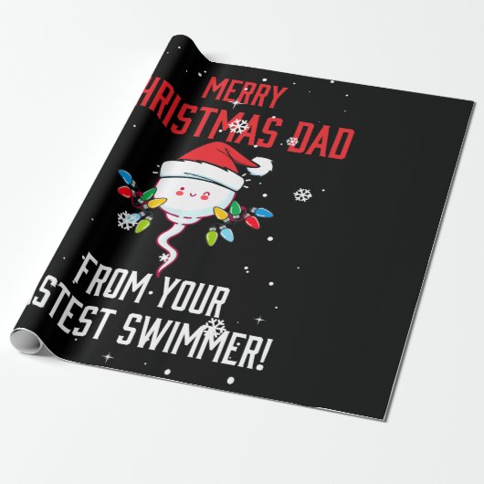 Merry Christmas Dad From Your Fastest Swimmer Geschenkpapier (Ungerollt)