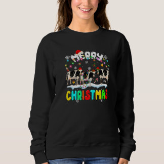Merry Christmas Dairy Cow Santa Hat Xmas Lights P Sweatshirt