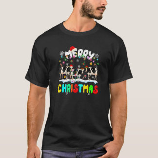 Merry Christmas Dairy Cow Santa Hat Xmas Lights P T-Shirt