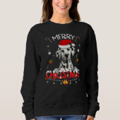 Merry Christmas Dalmatian Dog Santa Hat Lights Xma Sweatshirt (Vorderseite)