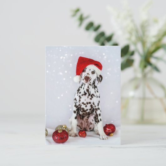 Merry Christmas Dalmatian Postkarte (Stehend Vorderseite)