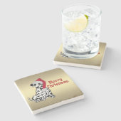 Merry Christmas Dalmatian Steinuntersetzer (Seitenansicht)