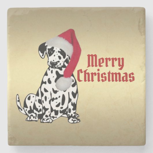 Merry Christmas Dalmatian Steinuntersetzer (Vorderseite)