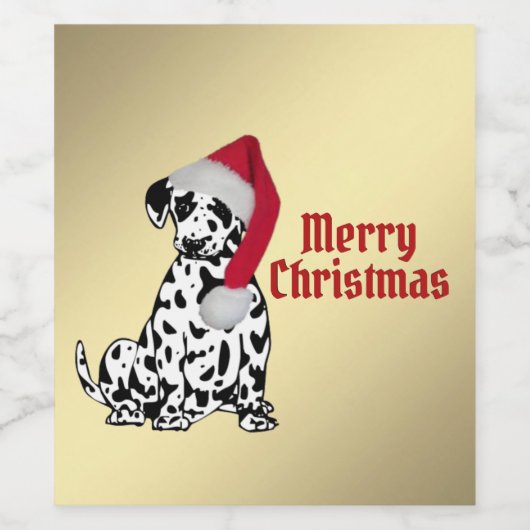 Merry Christmas Dalmatian Weinetikett (Einzelnes Label)