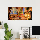 Merry Christmas Decorative Artwork with Kitten #2 Poster (Heimbüro)