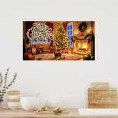 Merry Christmas Decorative Artwork with Kitten #2 Poster (Küche)