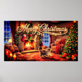 Merry Christmas Decorative Artwork with Kitten Poster (Vorne)