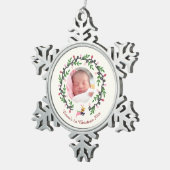 Merry Christmas Deer Cream Customize Schneeflocken Zinn-Ornament (Rechts)