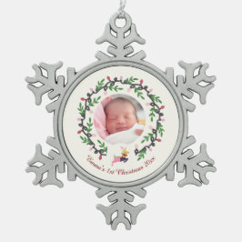 Merry Christmas Deer Cream Customize Schneeflocken Zinn-Ornament