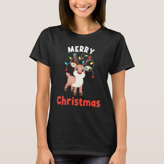 Merry Christmas Deer Reindeer Christmas Outfit T-Shirt (Vorderseite)