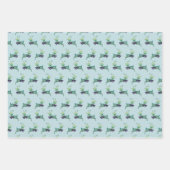 Merry Christmas Deer Teal Wrapping Paper Set of 3 Geschenkpapier Set (Vorderseite 2)