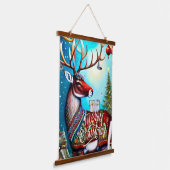 MERRY CHRISTMAS DEER WANDTEPPICH MIT HOLZRAHMEN (Gewinkelt)