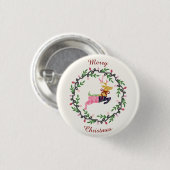 Merry Christmas Deer with Wreath Customize Button (Vorne & Hinten)
