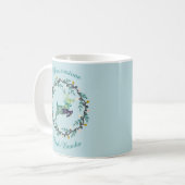 Merry Christmas Deer with Wreath Teal Customize Kaffeetasse (Vorderseite Links)