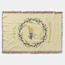 Merry Christmas Deer & Wreath Yellow Decke