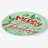 Merry Christmas Design Pappteller (Schrägansicht)