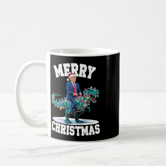 Merry Christmas Dino Donald Trump Dinosaur T-rex X Kaffeetasse (Links)