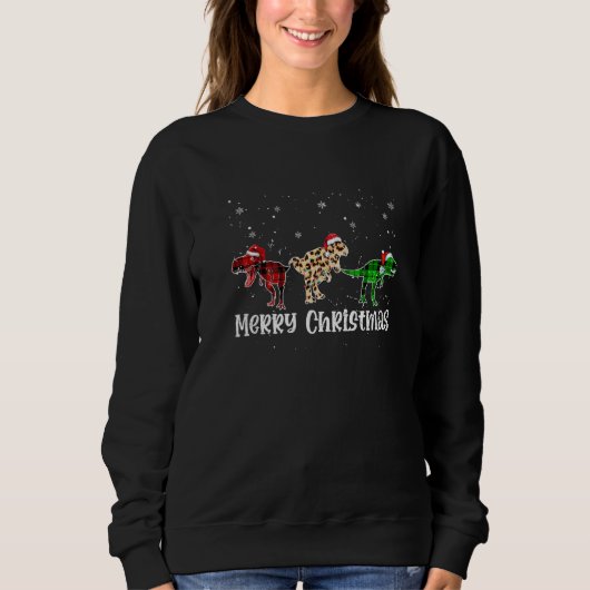 Merry Christmas Dinosaur Animals Leopard Buffalo P Sweatshirt (Vorderseite)