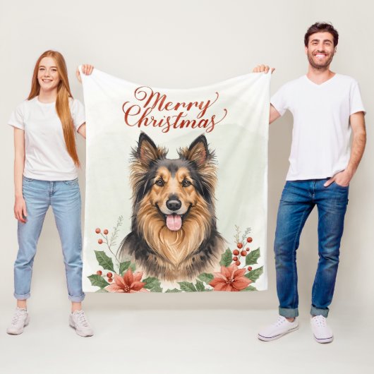 Merry Christmas Dog Cozy Winter Holiday Blanket Fleecedecke (Beispiel)