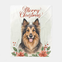 Merry Christmas Dog Cozy Winter Holiday Blanket Fleecedecke