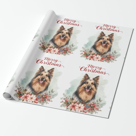 Merry Christmas Dog Festive Holiday Gift Wrapping Geschenkpapier (Ungerollt)