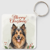 Merry Christmas Dog Festive Holiday Keychain Charm Schlüsselanhänger (Rückseite)