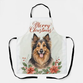 Merry Christmas Dog Festive Holiday Kitchen Apron Schürze