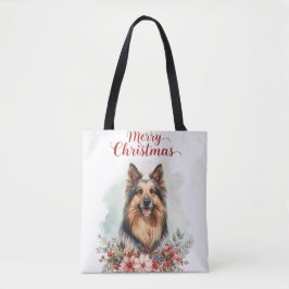 Merry Christmas Dog Festive Holiday Shopping Tasche