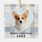 Merry Christmas Dog Heart Shaped Photo Ornament  (Vorderseite)