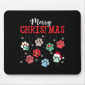 Merry Christmas Dog Paws Lights Funny Xmas Womens Mousepad (Vorne)