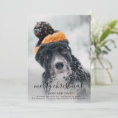 Merry Christmas Dog Photo Feiertagskarte (Stehend Vorderseite)