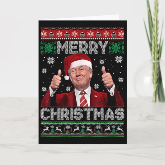 Merry Christmas Donald Trump Santa Family Xmas Ugl Karte (Vorderseite)