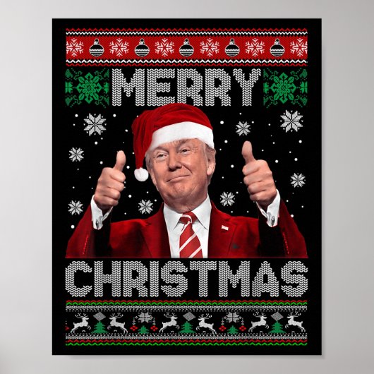 Merry Christmas Donald Trump Santa Family Xmas Ugl Poster (Vorne)