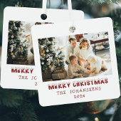 Merry Christmas Double Sided Photo Family Keepsake Ornament Aus Metall