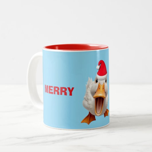 MERRY CHRISTMAS DUCK ZWEIFARBIGE TASSE (Vorderseite Links)