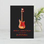 Merry Christmas Electric Guitar Feiertagskarte (Stehend Vorderseite)