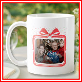 Merry Christmas Elegant Bow Present Photo Collage Kaffeetasse