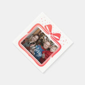 Merry Christmas Elegant Bow Present Photo Collage Serviette (Ecke)