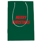 Merry Christmas elegant green &red personalized Mittlere Geschenktüte (Vorderseite)