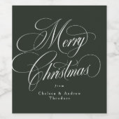 Merry Christmas elegant hunter green holiday Weinetikett (Einzelnes Label)