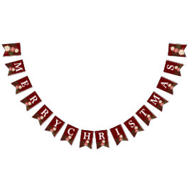 MERRY Christmas Elegant Maroon Poinsettia Holiday Wimpelkette