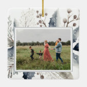 Merry Christmas Elegant Winter Watercolor Floral  Keramikornament (Rückseite)