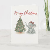 Merry Christmas Elephant Card Cute Baby Elephant Karte (Vorderseite)