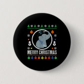 Merry Christmas Elephant Ugly Sweater Xmas Knit  Button (Vorderseite)