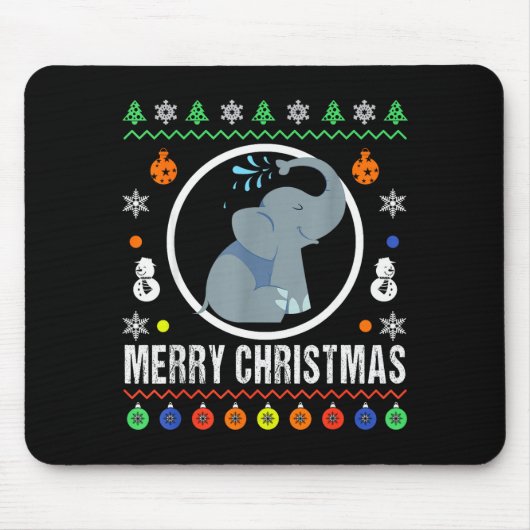 Merry Christmas Elephant Ugly Sweater Xmas Knit  Mousepad (Vorne)