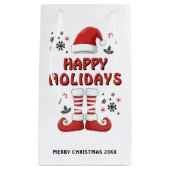 Merry Christmas Elf Boots Santa Claus Hat White Kleine Geschenktüte (Vorderseite)