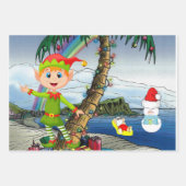 Merry Christmas Elf Santa Golfing Beach Snowman Geschenkpapier Set (Vorderseite 3)